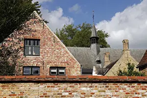 Cruise Prints: Europe, Belgium, Brugges. Gabled roof and steeple of Brugges