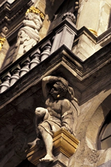 Europe, Belgium, Brussels, Grand Place. Detail of Tailors Guild Hall, La Chaloupe