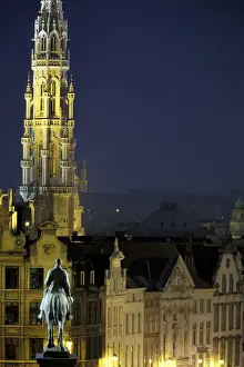 Europe, Belgium, Brussels. Hotel de Ville and city viewed from Palais des Congres