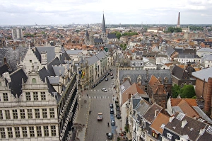 Images Dated 4th June 2009: Europe, Belgium, Ghent. From the top of the belfry, a view of Ghent