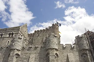 Middle Age Prints: Europe, Belgium, Ghent. Gravensteen, the Castle of the Counts of Flanders, originally