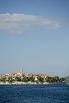 Images Dated 6th October 2006: Europe, Croatia, Dalmatia, Korcula Island, Korcula town. View of town from Adriatic Sea