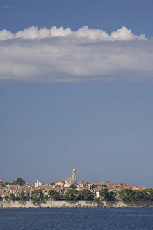 Images Dated 6th October 2006: Europe, Croatia, Dalmatia, Korcula Island, Korcula town. View of town from Adriatic Sea