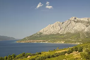 Images Dated 6th October 2006: Europe, Croatia, Dalmatia, Lush fields and town of Orebic on the Peljesac peninsula