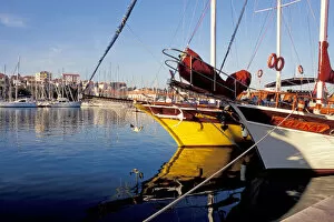 Europe, Croatia, Dalmatia, Trogir. Sailboats at dawn