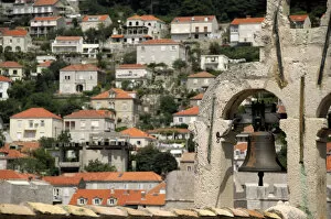 Images Dated 14th September 2007: Europe, Croatia. Medieval walled city of Dubrovnik. Bell tower views from on top