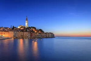 Jim Nilsen Prints: Europe, Croatia, Rovinj. Ocean view of town at sunset