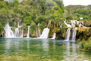 Europe, Croatia. Skradinski buk swimming area of Krka National Park Europe, Croatia. Skradinski buk swimming area of Krka National Park