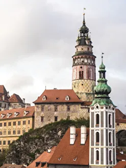 Town Square Prints: Europe; Czech Republic; Chesky Krumlov. View of Chesky Krumlov and Krumlov castle