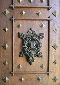 Images Dated 12th September 2006: Europe, Czech Republic, Hluboka Castle. An intricate shield adorns the main door
