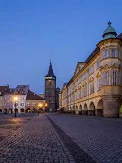 Images Dated 30th April 2014: Europe, Czech Republic, Jicin. Twilight in the main square surrounded with recently
