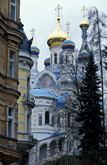 Images Dated 6th August 2010: Europe, Czech Republic, Karlovy Vary (Karlsbad). Russian Orthodox church of St. Peter