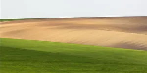 Images Dated 27th April 2014: Europe, Czech Republic, Moravia. Panoramic of farm fields