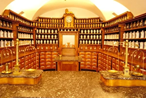 Medicinal Prints: Europe, Czech Republic, Prague. First Pharmacy in Mala street