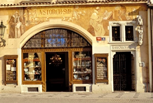 Old Town Square Prints: Europe, Czech Republic, Prague. Storch House, Old town square
