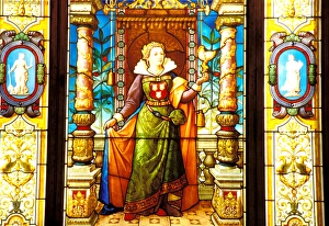 Images Dated 10th April 2006: Europe, Czech Republic, Prague. Museum of decorative arts, stained glass window