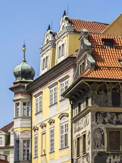 Natural World Prints: Europe, Czech Republic, Prague. Buildings along old town Prague