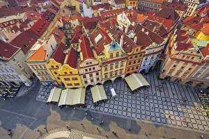 Plaza Prints: Europe, Czech Republic, Prague. Overview of colorful architecture in old town. Credit as