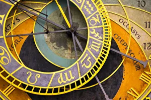 Old Town Hall Prints: Europe, Czech Republic, Prague. Astronomical clock on Old Town Hall