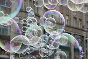 Czech Republic Collection: Europe, Czech Republic, Prague. Soap bubbles at Wenceslas Square
