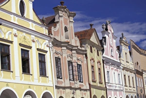 Europe, Czech Republic, South Moravia, Telc 16th C. Renaissance houses; Namesti