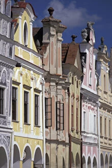 Europe, Czech Republic, South Moravia, Telc 16th C. Renaissance houses; Namesti