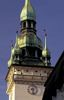 Town Square Prints: Europe, Czech Republic, South Moravia, Brno (2nd largest city, CR) Old Town Hall Tower