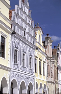 Images Dated 8th June 2011: Europe, Czech Republic, South Moravia, Telc Renaissance House detail; Namesti