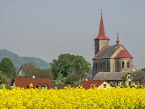 Travel And Tourism Prints: Europe, Czech Republic. St. John the Baptist church in the village of Ujezd pod
