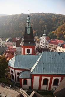 Bell Tower Prints: Europe, Czech Republic, West Bohemia, city of Loket. The view of old town of Loket