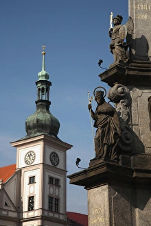 Images Dated 9th October 2008: Europe, Czech Republic, West Bohemia, city of Loket. Saints statues on the Plague