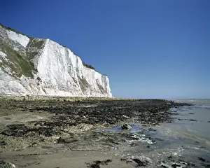 Chalk Prints: Europe, England, Dover. The White Cliffs of Dover face the Straits of Dover and France in Co