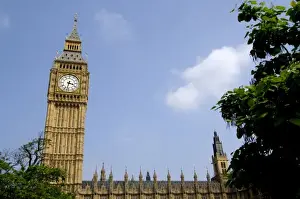 Big Ben Prints: Europe, England, London. Houses of Parliament & Big Ben clock tower. THIS IMAGE RESTRICTED