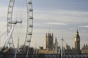 Images Dated 14th January 2007: Europe, ENGLAND-London: Southbank- London Eye and Houses of Parliament / Morning