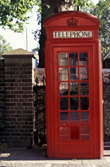 Phone Prints: Europe, England, London, Westminster. Red phone box on Millbank