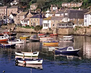 England Prints: Europe, England, Mousehole. The harbor is a busy place in Mousehole, Cornwall, England