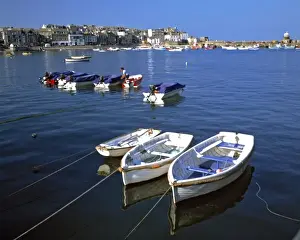 Cornwall Prints: Europe, England, St. Ives. Small boats stand at the ready at the harbor, St. Ives