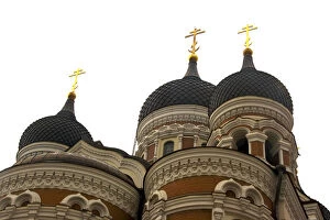 Europe, Estonia, Tallinn. Domes of Alexander Nevsky Cathedral. Credit as: Nancy &