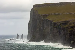 Eysturoy Prints: Europe, Faroe Islands. View during a storm of Eidiskollur