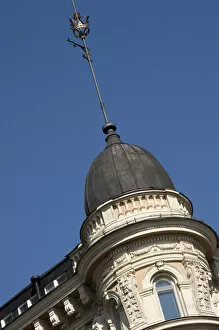 Europe, Finland, Helsinki. Detail of building with dome and spire. Credit as: Nancy