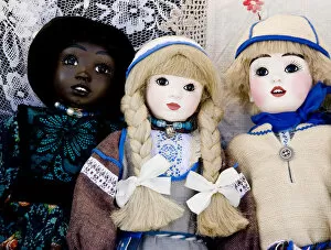 Europe, Finland, Helsinki. Dolls at an outdoor market
