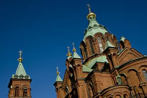 Europe, Finland, Helsinki. Uspenski Cathedral, an Eastern Orthodox cathedral overlooking the city