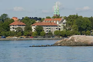 Europe, Finland, Helsinki. View of city from harbor. Credit as: Nancy & Steve Ross