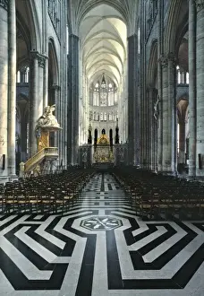 Largest Prints: Europe, France, Amiens. The dramatic tiles of the nave help accentuate the height