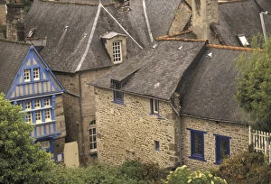 Europe, France, Brittany, Cotes d Armor; Dinan Building detail, old city