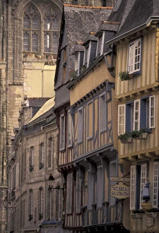 Europe, France, Brittany, Finistere Quimper; Old Town; half-timbered buildings