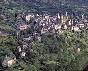 Lot Valley Prints: Europe, France, Conques. The picturesque village of Conques occupies a hillside