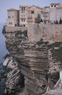 Images Dated 19th April 2005: Europe, France, Corsica, Bunifaziu (Bonifacio), hanging cliff house