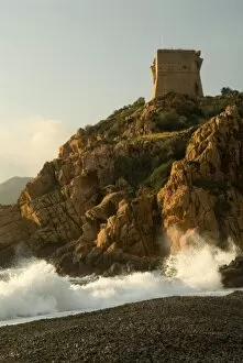 Images Dated 29th April 2006: Europe, France, Corsica, Porto. Genoan tower constructed mid 1500s, restored 1993