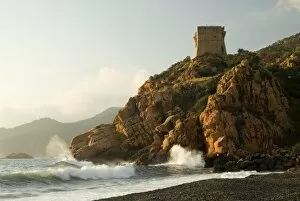 Europe, France, Corsica, Porto. Genoan tower constructed mid 1500s, restored 1993